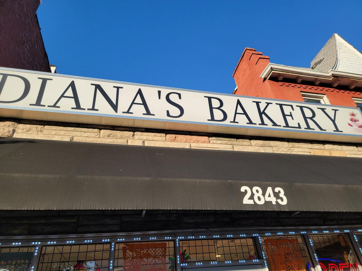 The Diana's Bakery storefront sign on Cherokee Street.